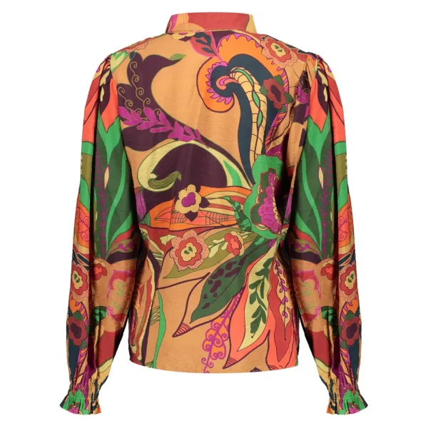Vrouwen Geisha Fashion Geisha Dames Blouse Met Print 33692-20 Camel