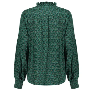 Vrouwen Geisha Fashion Geisha Dames Blouse Met Print 33630-20 Emerald