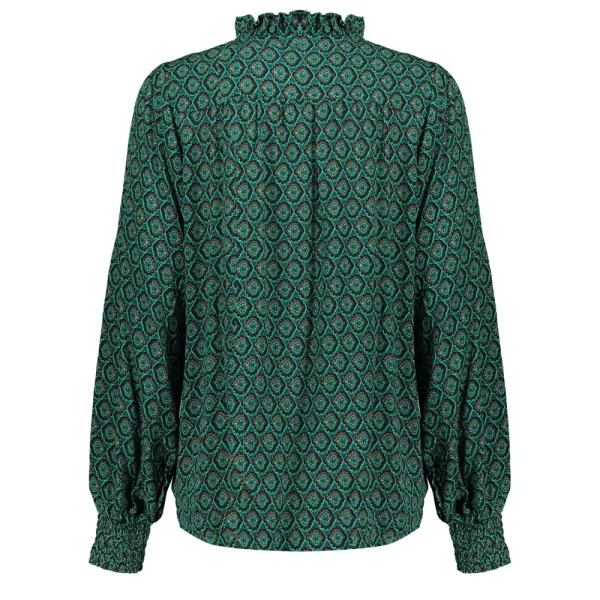 Vrouwen Geisha Fashion Geisha Dames Blouse Met Print 33630-20 Emerald