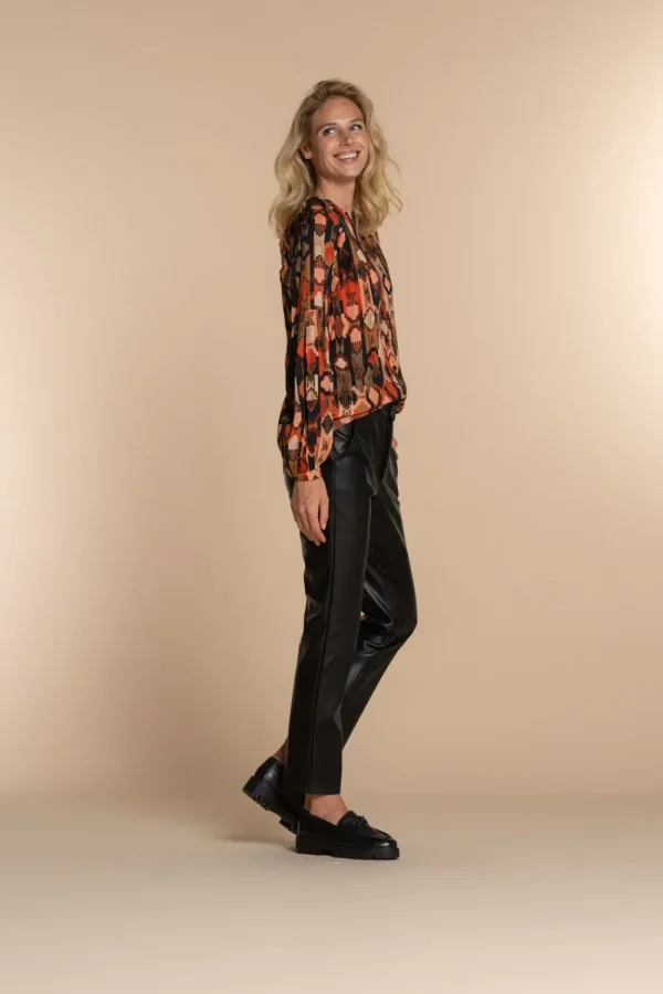 Vrouwen Geisha Fashion Geisha Dames Blouse Met Print 33677-20 Zwart