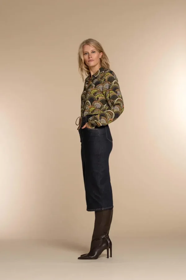 Vrouwen Geisha Fashion Geisha Dames Blouse Met Print 33964-20 Tabacco