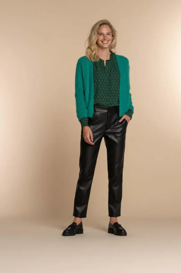 Vrouwen Geisha Fashion Geisha Dames Blouse Met Print 33630-20 Emerald