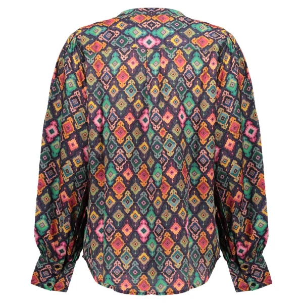 Vrouwen Geisha Fashion Geisha Dames Blouse Met Ruit Print 33890-81 Navy