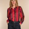 Vrouwen Geisha Fashion Geisha Dames Blouse Met Strepen 33945-20 Zwart