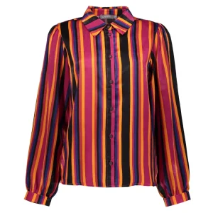 Vrouwen Geisha Fashion Geisha Dames Blouse Met Strepen 33945-20 Zwart