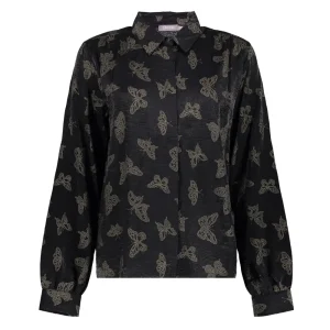 Vrouwen Geisha Fashion Geisha Dames Blouse Met Vlinderprint 33647-20 Zwart