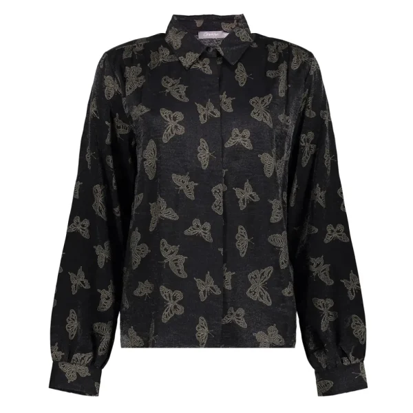 Vrouwen Geisha Fashion Geisha Dames Blouse Met Vlinderprint 33647-20 Zwart