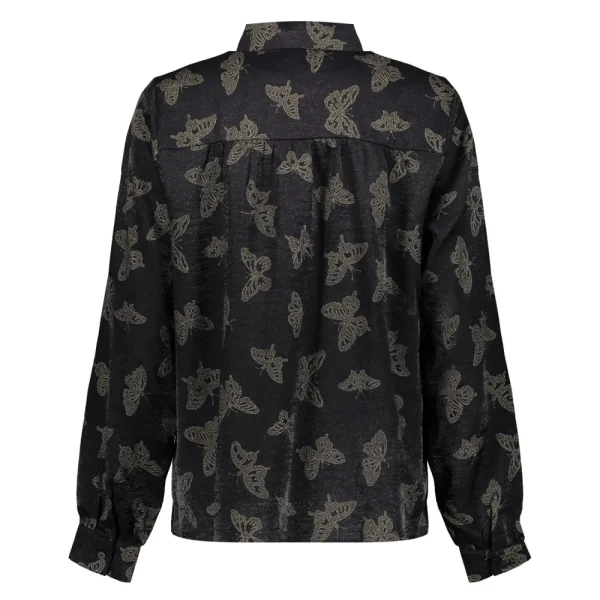 Vrouwen Geisha Fashion Geisha Dames Blouse Met Vlinderprint 33647-20 Zwart
