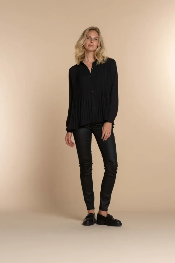 Vrouwen Geisha Fashion Geisha Dames Blouse Plisse 33510-10 Zwart