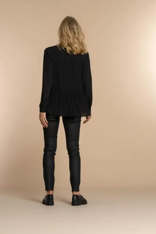 Vrouwen Geisha Fashion Geisha Dames Blouse Plisse 33510-10 Zwart