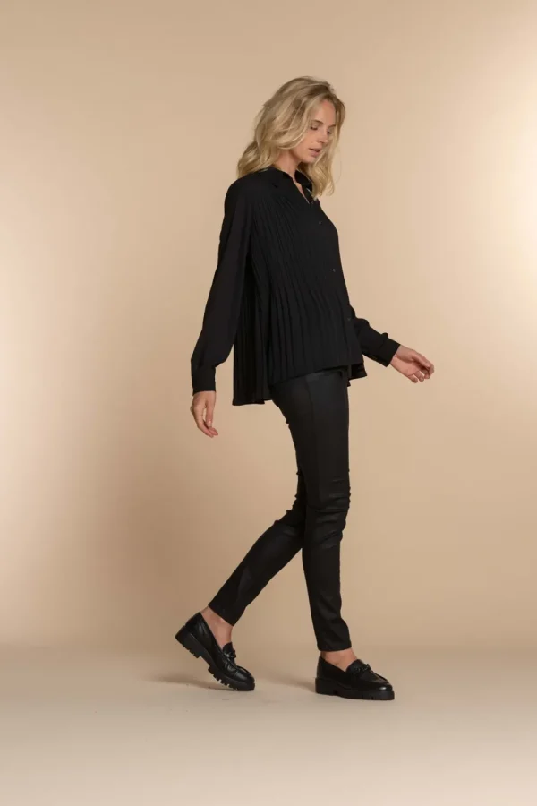 Vrouwen Geisha Fashion Geisha Dames Blouse Plisse 33510-10 Zwart
