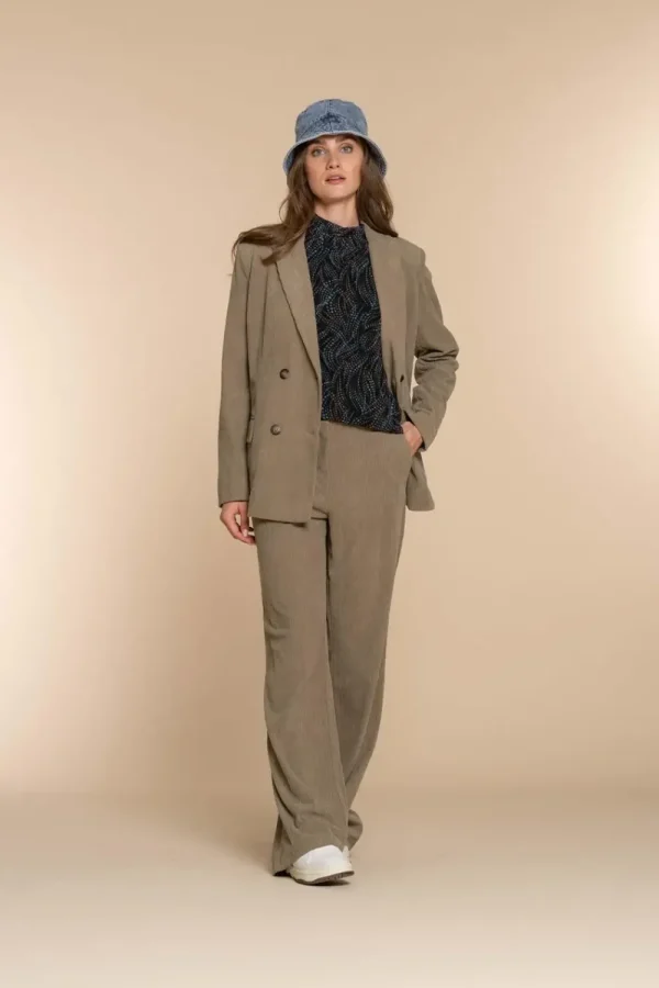 Vrouwen Geisha Fashion Geisha Dames Corduroy Broek 31532-10 Taupe