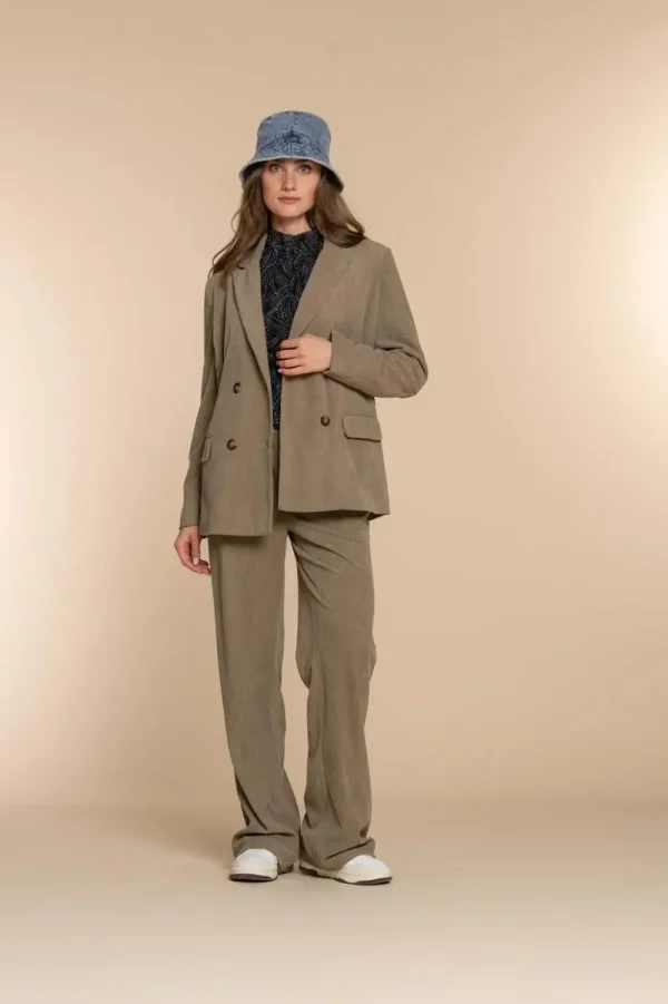 Vrouwen Geisha Fashion Geisha Dames Corduroy Double-Breasted Blazer 35513-10 Taupe