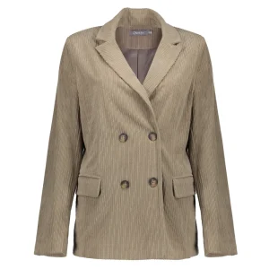 Vrouwen Geisha Fashion Geisha Dames Corduroy Double-Breasted Blazer 35513-10 Taupe