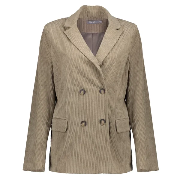 Vrouwen Geisha Fashion Geisha Dames Corduroy Double-Breasted Blazer 35513-10 Taupe