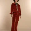 Vrouwen Geisha Fashion Geisha Dames Corduroy Jas 35512-10 Cognac