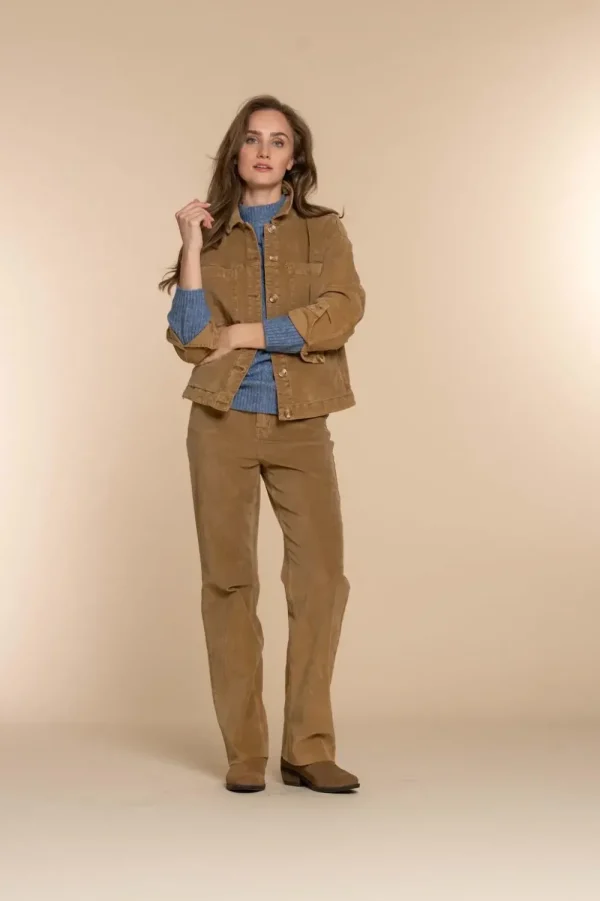 Vrouwen Geisha Fashion Geisha Dames Corduroy Jasje 35506-10 Camel