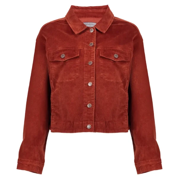Vrouwen Geisha Fashion Geisha Dames Corduroy Jas 35512-10 Cognac
