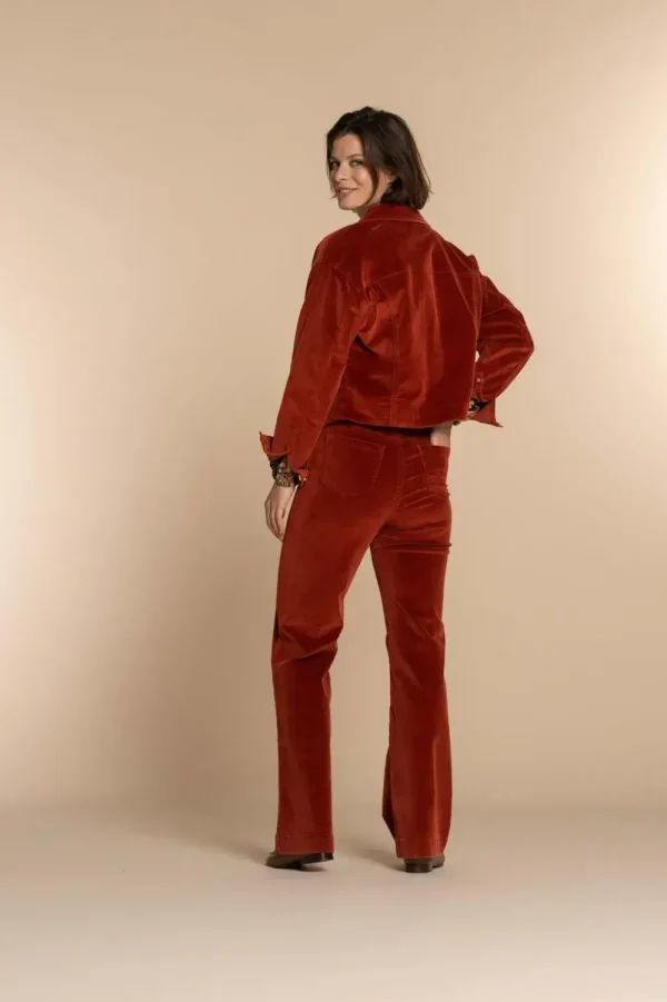 Vrouwen Geisha Fashion Geisha Dames Corduroy Jas 35512-10 Cognac