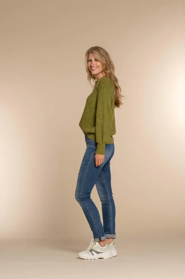 Vrouwen Geisha Fashion Geisha Dames Distressed Skinny Jeans 31881-42 Mid Blue Denim