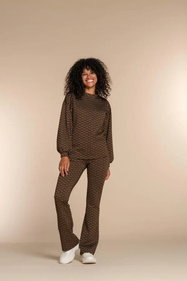 Vrouwen Geisha Fashion Geisha Dames Flared Broek Met Print 31651-20 Tabacco