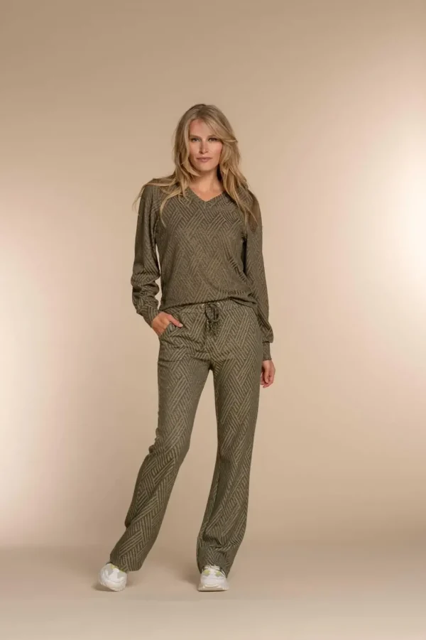 Vrouwen Geisha Fashion Geisha Dames Flared Broek 31870-47 Olive