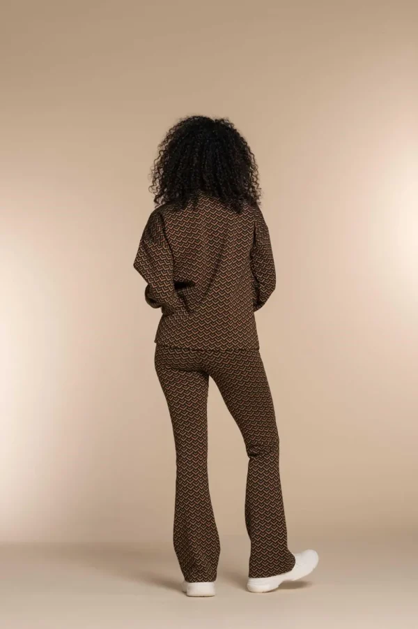 Vrouwen Geisha Fashion Geisha Dames Flared Broek Met Print 31651-20 Tabacco
