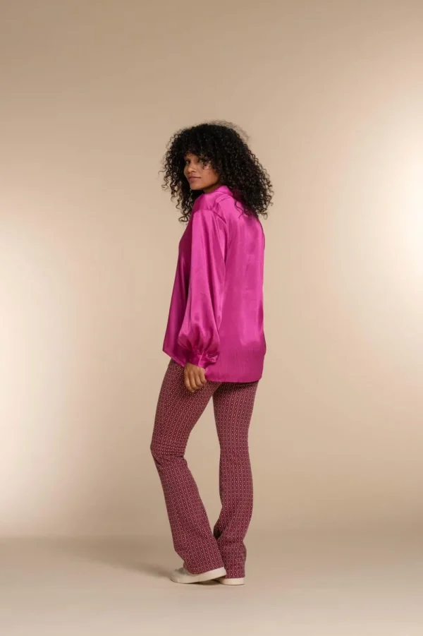 Vrouwen Geisha Fashion Geisha Dames Flared Broek Met Jacquard Print 31858-70 Fuchsia