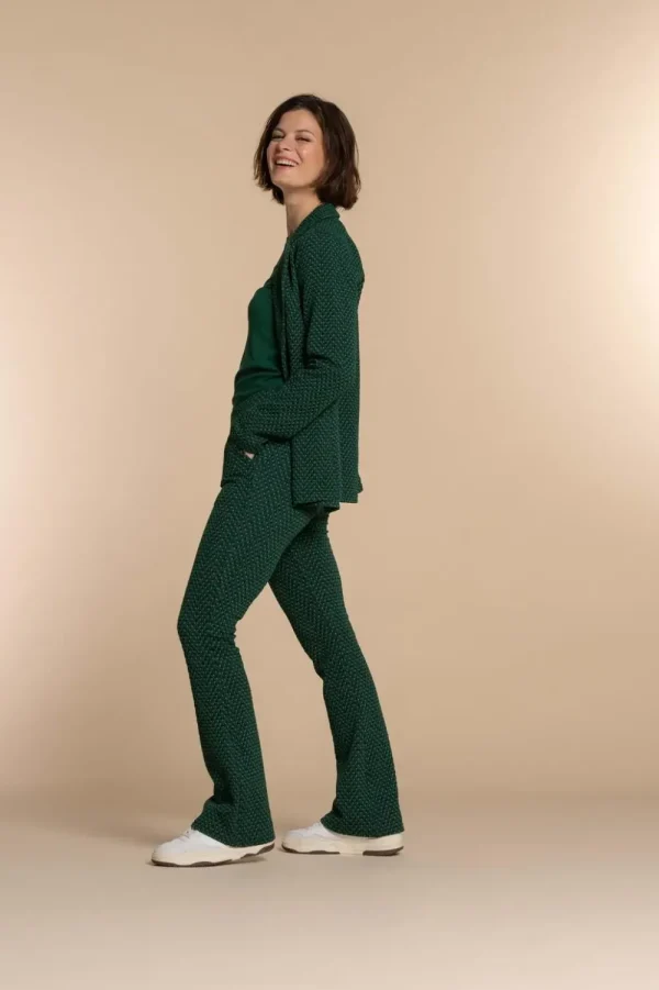 Vrouwen Geisha Fashion Geisha Dames Flared Broek Met Ruit Print 31650-20 Groen