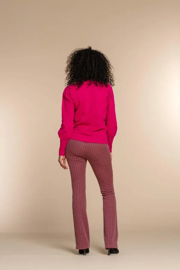 Vrouwen Geisha Fashion Geisha Dames Flared Broek Met Jacquard Print 31858-70 Fuchsia