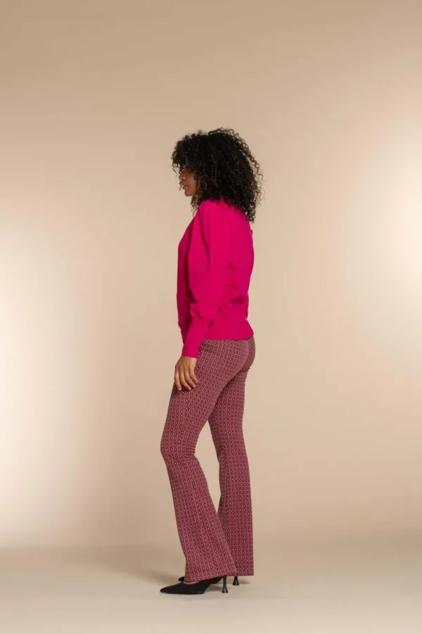 Vrouwen Geisha Fashion Geisha Dames Flared Broek Met Jacquard Print 31858-70 Fuchsia