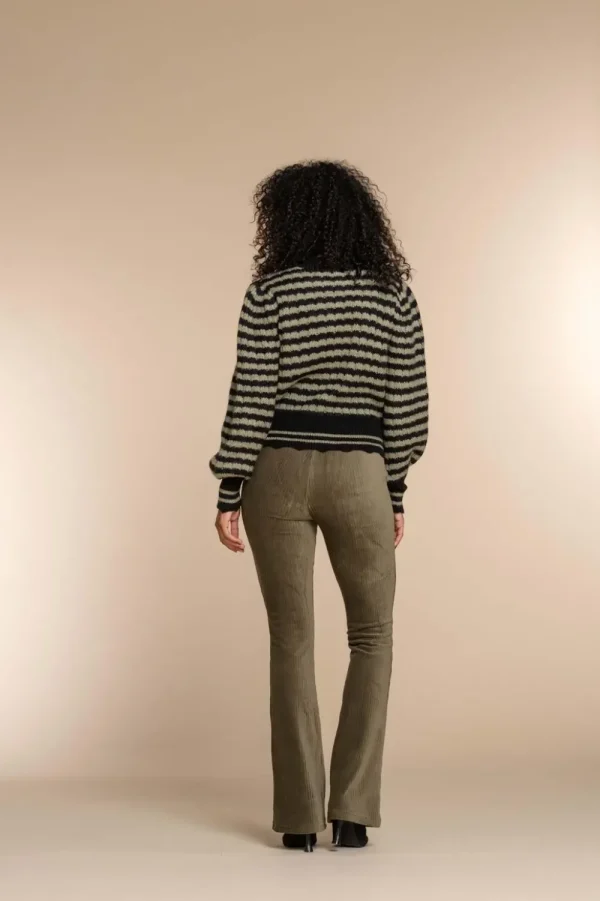 Vrouwen Geisha Fashion Geisha Dames Flared Corduroy Broek 31658-20 Army