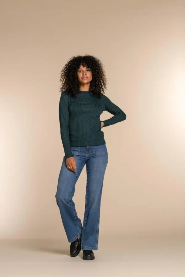 Vrouwen Geisha Fashion Geisha Dames Flared Jeans 31883-42 Mid Blue Denim