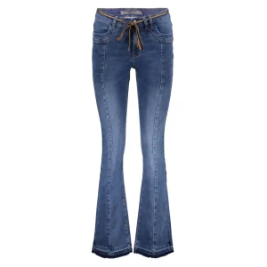 Vrouwen Geisha Fashion Geisha Dames Flared Jeans Met Ceintuur 31508-10 Stonewash Denim