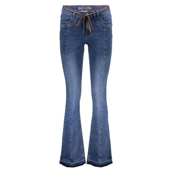 Vrouwen Geisha Fashion Geisha Dames Flared Jeans Met Ceintuur 31508-10 Stonewash Denim