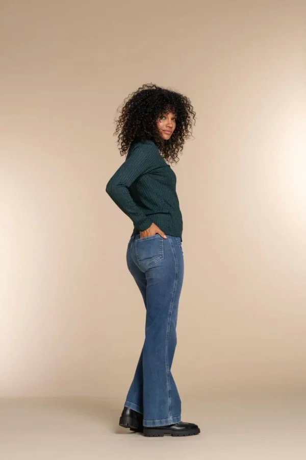 Vrouwen Geisha Fashion Geisha Dames Flared Jeans 31883-42 Mid Blue Denim