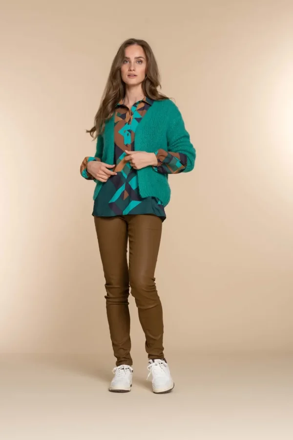 Vrouwen Geisha Fashion Geisha Dames Gebreid Basic Vest 34577-70 Emerald