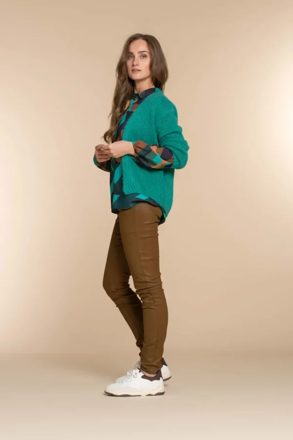 Vrouwen Geisha Fashion Geisha Dames Gebreid Basic Vest 34577-70 Emerald