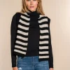 Vrouwen Geisha Fashion Geisha Dames Gebreid Gilet Met Strepen 34847-70 Black/White
