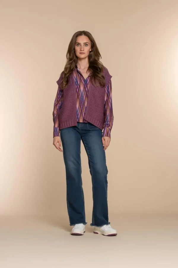 Vrouwen Geisha Fashion Geisha Dames Gebreid Gilet 34541-29 Mauve