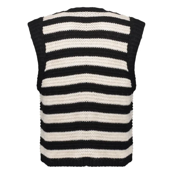 Vrouwen Geisha Fashion Geisha Dames Gebreid Gilet Met Strepen 34847-70 Black/White