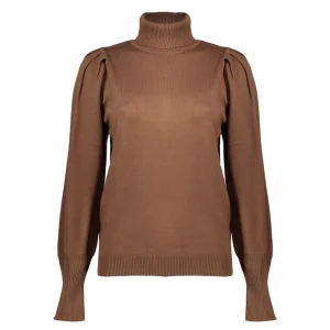 Vrouwen Geisha Fashion Geisha Dames Gebreide Trui Met Pofmouwen 34587-14 Cognac