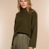Vrouwen Geisha Fashion Geisha Dames Gebreide Uni Trui Met Turtle Neck 34802-10 Olive