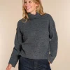 Vrouwen Geisha Fashion Geisha Dames Gebreide Uni Trui Met Turtle Neck 34802-10 Mid Grey