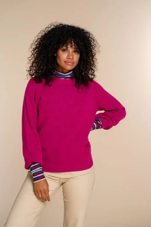 Vrouwen Geisha Fashion Geisha Dames Gebreide Uni Trui 34851-70 Fuchsia