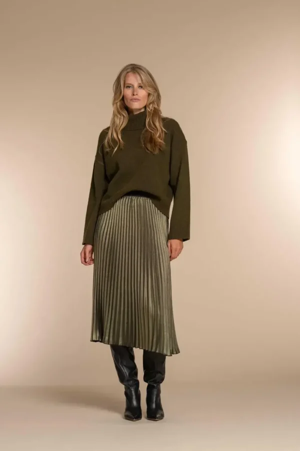 Vrouwen Geisha Fashion Geisha Dames Gebreide Uni Trui Met Turtle Neck 34802-10 Olive