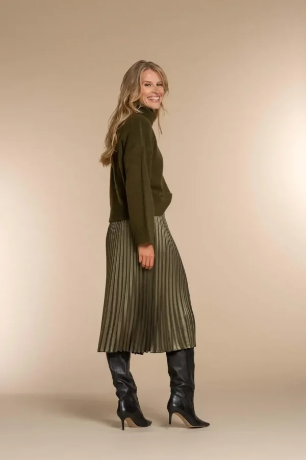 Vrouwen Geisha Fashion Geisha Dames Gebreide Uni Trui Met Turtle Neck 34802-10 Olive