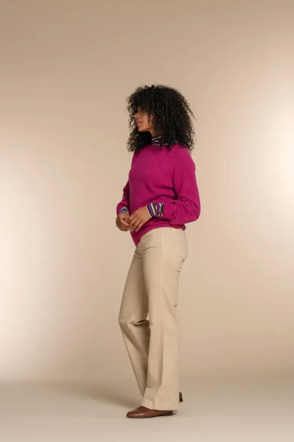 Vrouwen Geisha Fashion Geisha Dames Gebreide Uni Trui 34851-70 Fuchsia