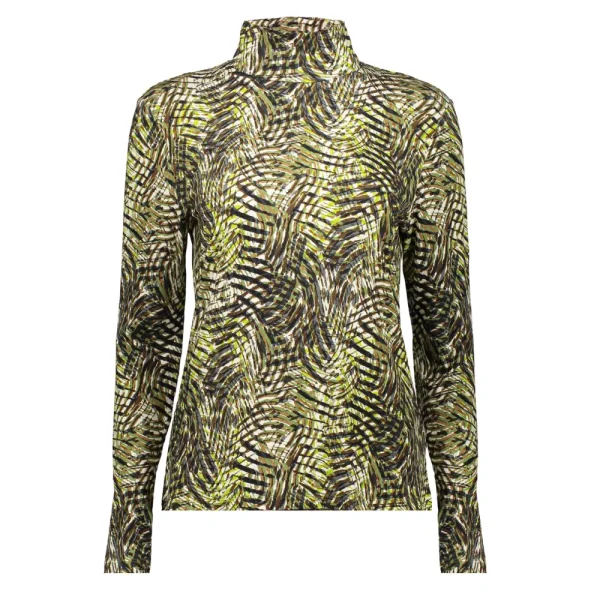Vrouwen Geisha Fashion Geisha Dames Geprinte Top Met Col 32893-60 Olive
