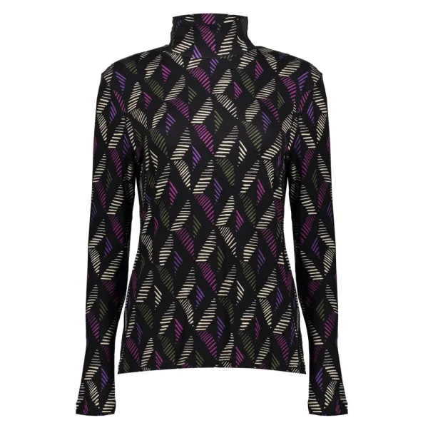 Vrouwen Geisha Fashion Geisha Dames Geprinte Top Met Col 32893-60 Zwart